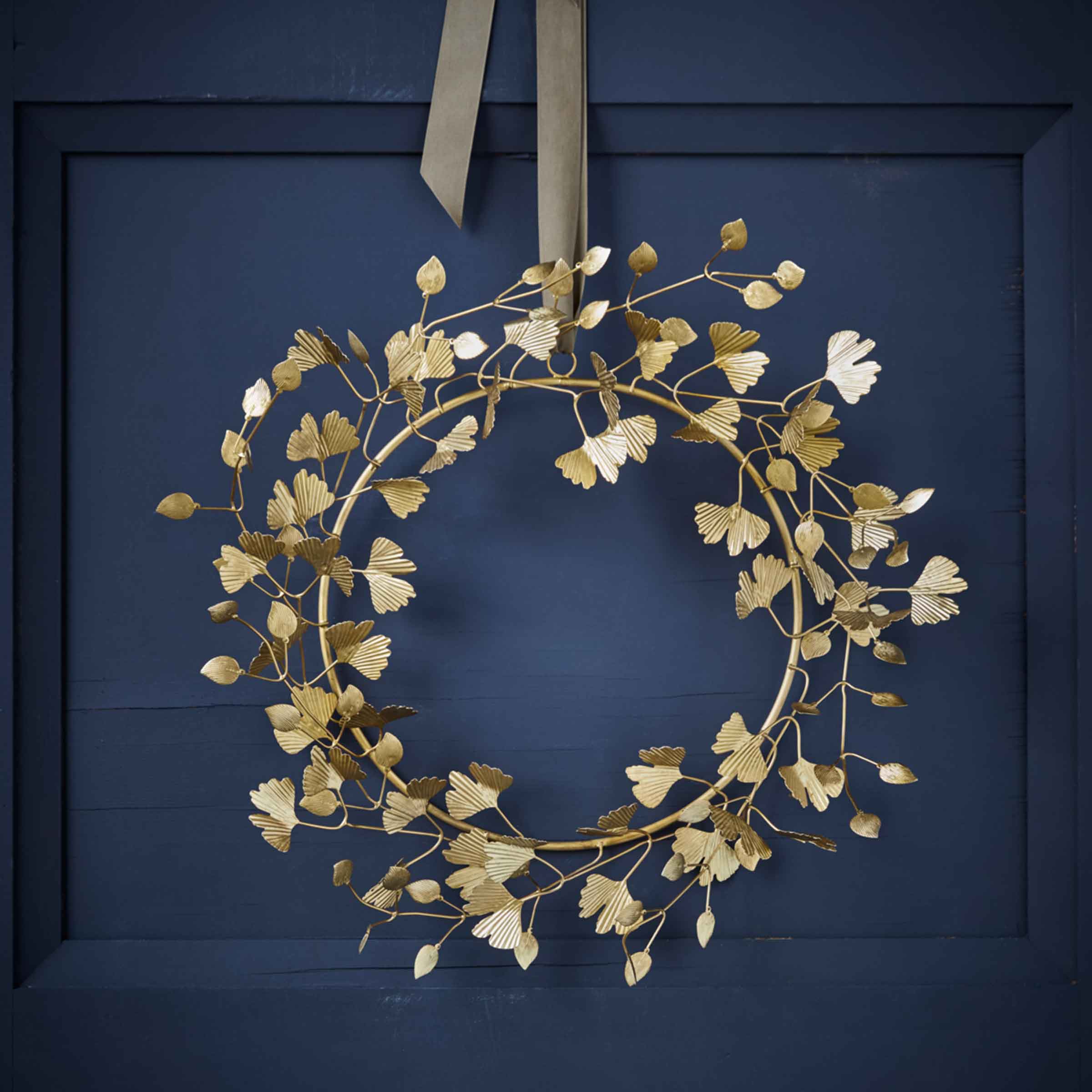 Handmade Brass Twigs Leaf Wreath