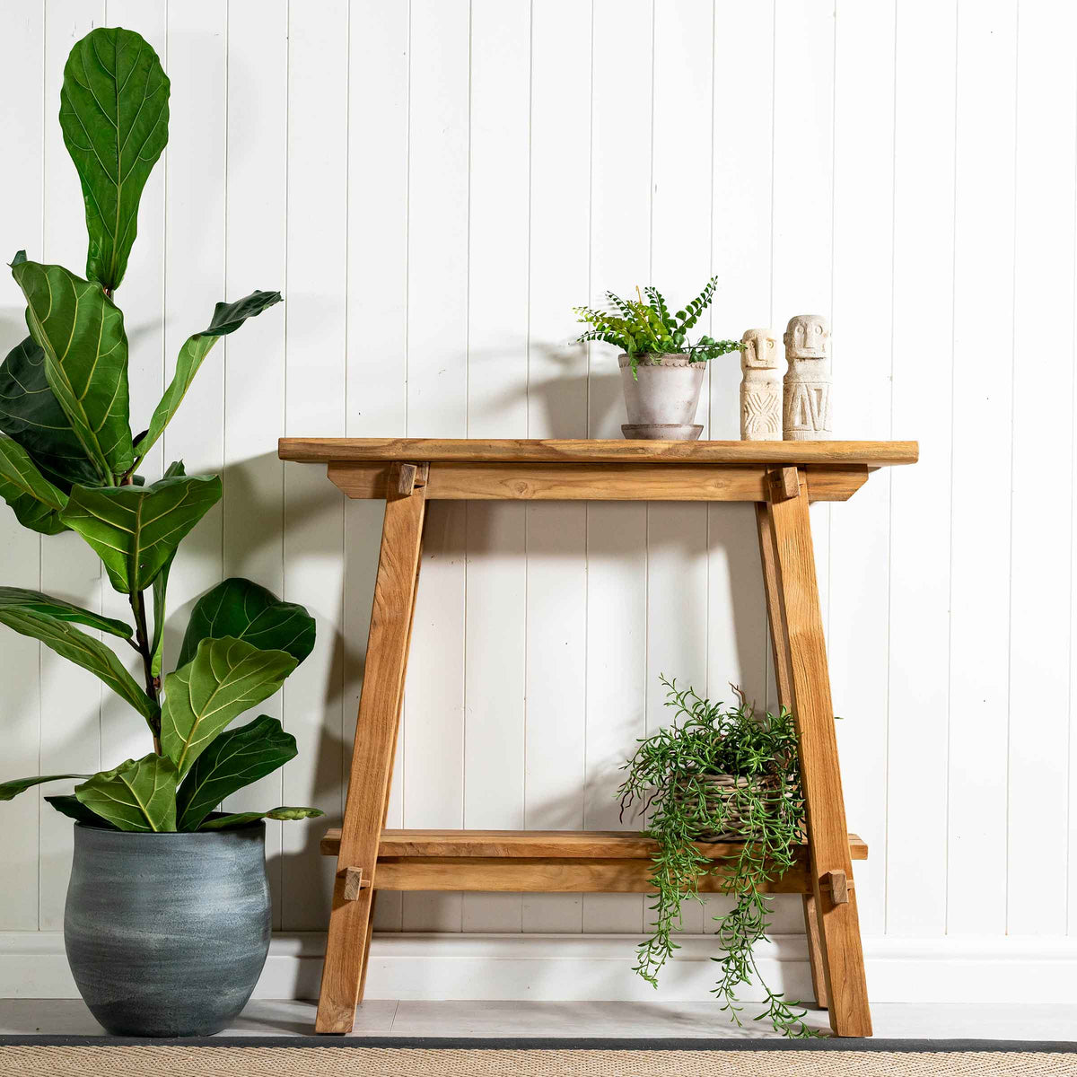 Vanity Console Table - Reclaimed Teak | Rustic Hallway & Entryway Console
