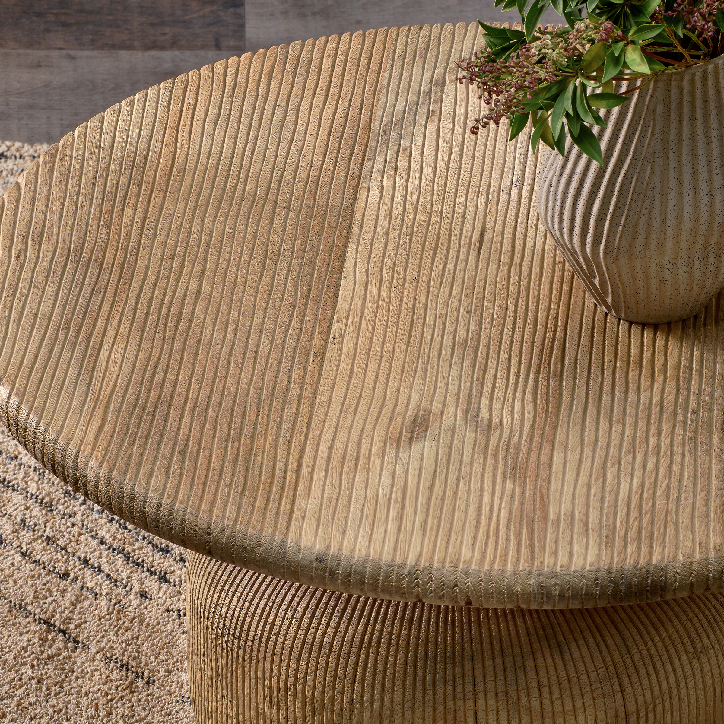 Pemalang Grooved Wood Coffee Table