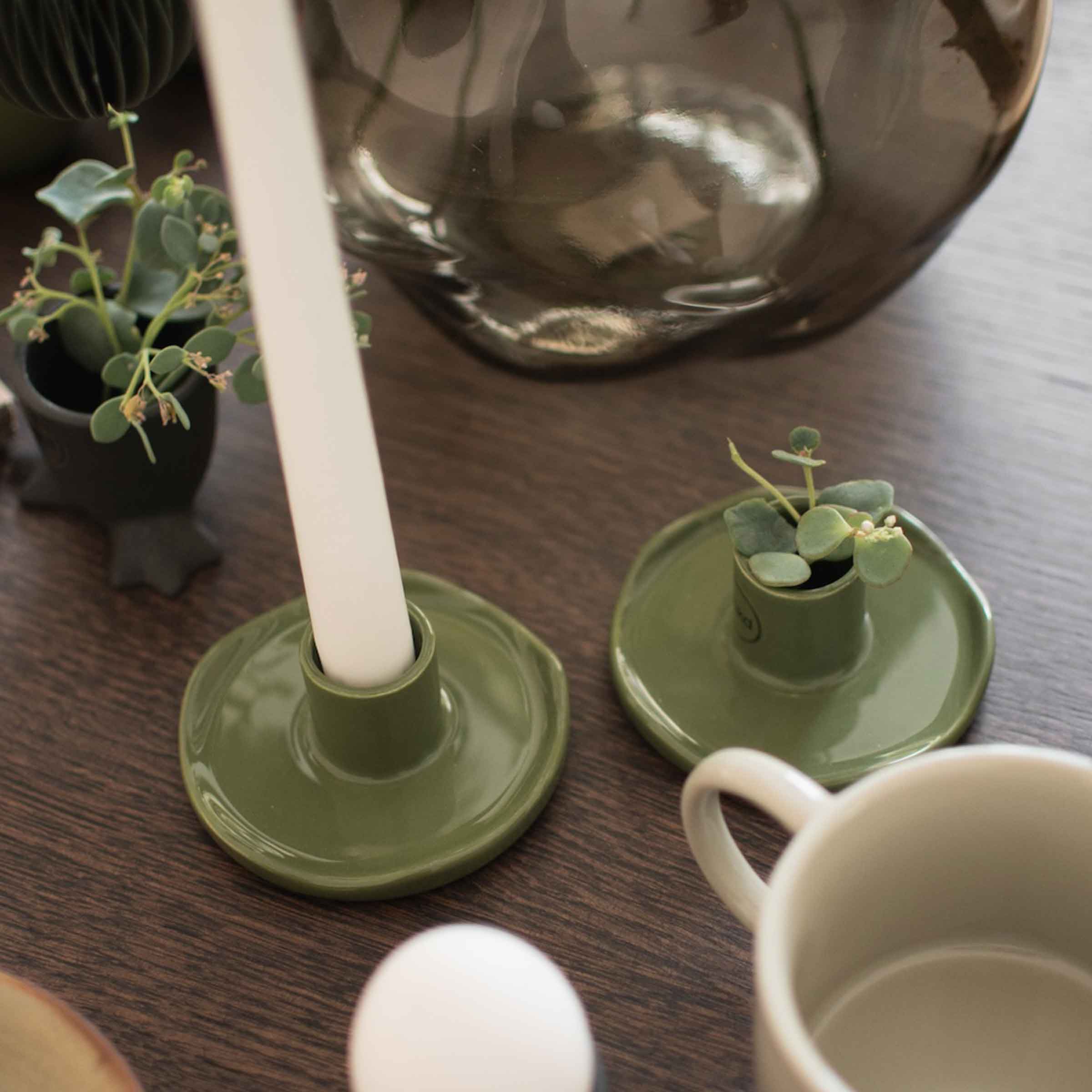 Wave Candle Holder | Shiny Green