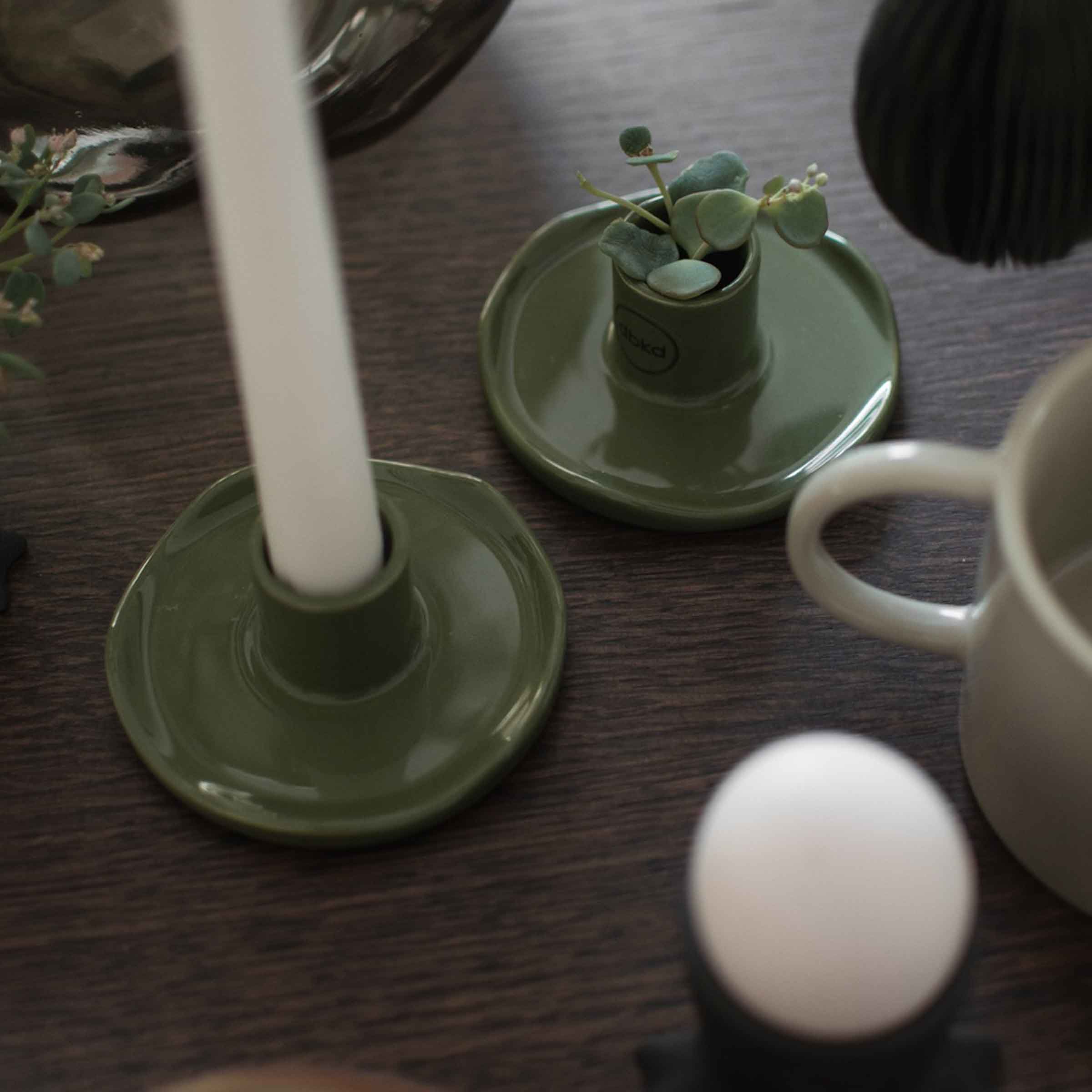 Wave Candle Holder | Shiny Green