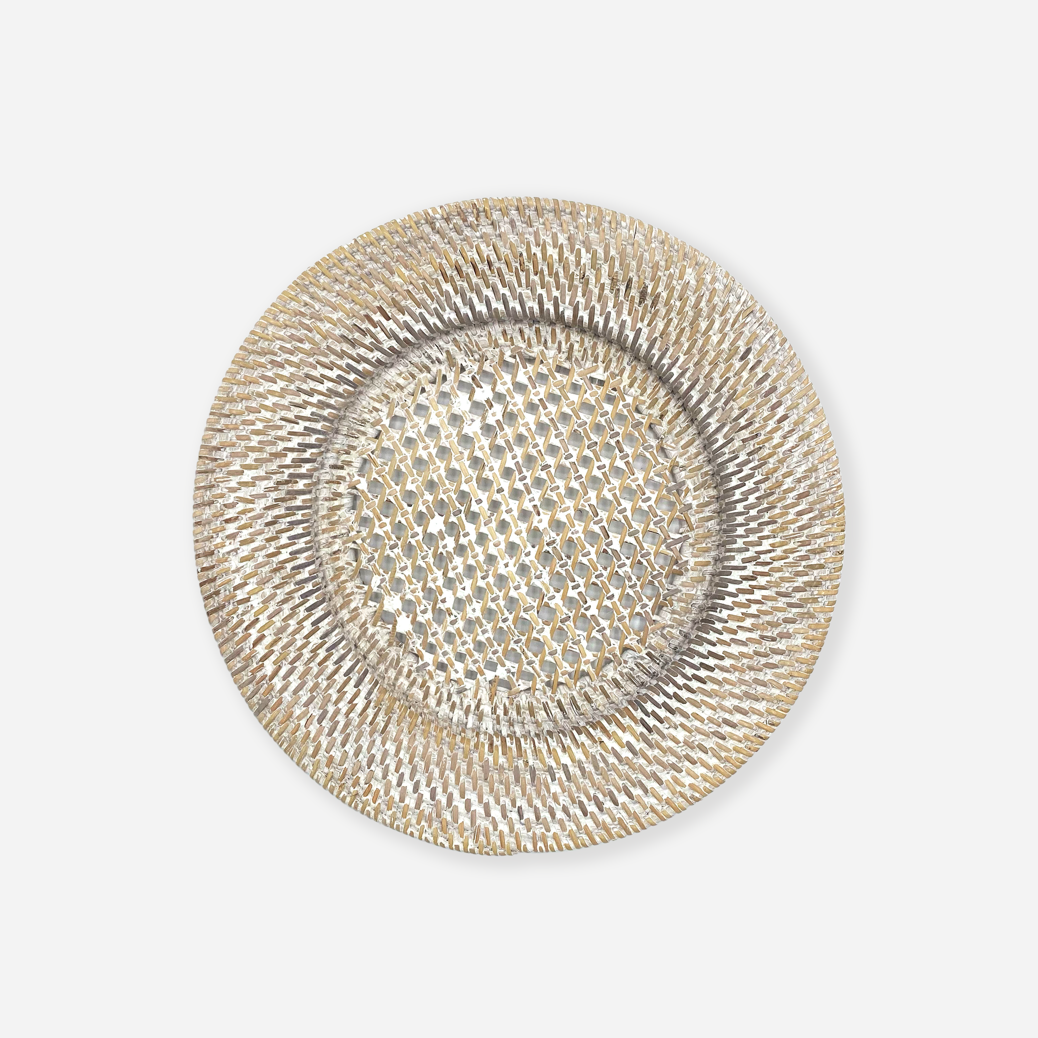 Whitewashed Rattan Plate