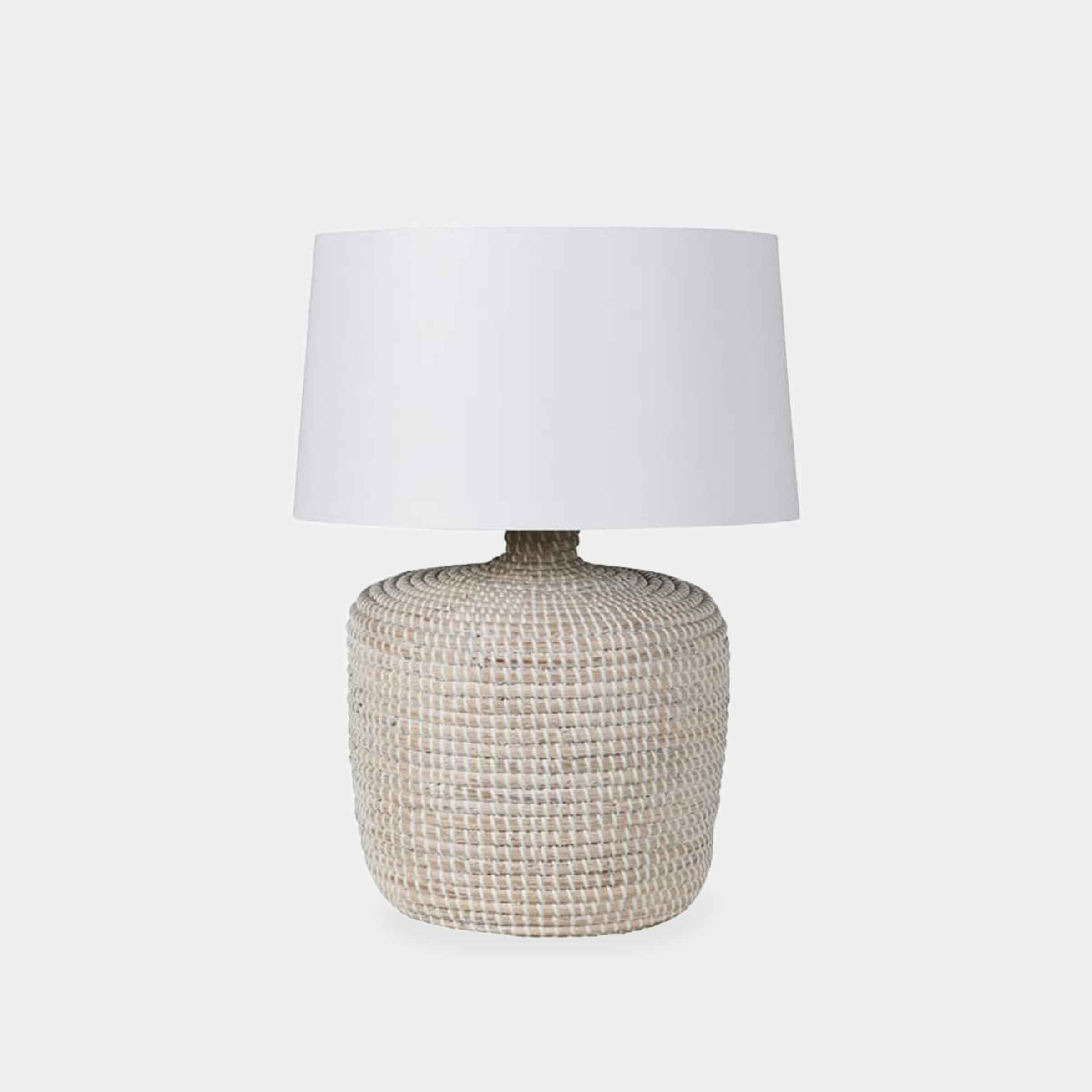 White Wash Seagrass Table Lamp
