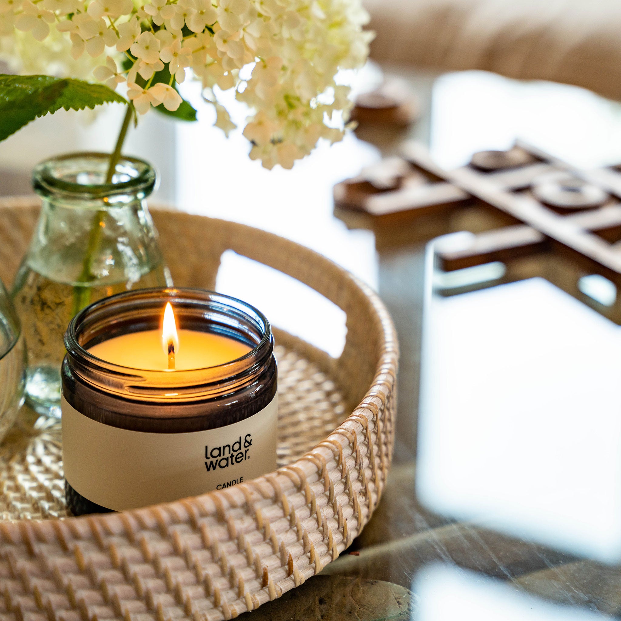 Whitewashed Round Rattan Tray