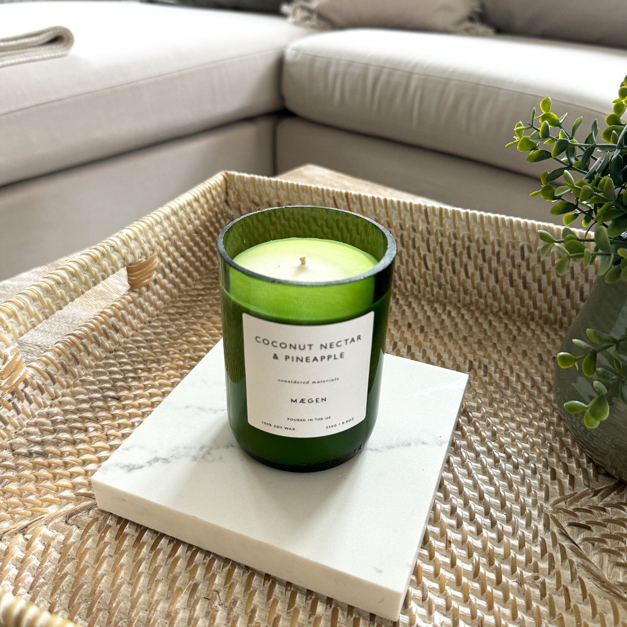 Whitewashed Rectangle Rattan Tray
