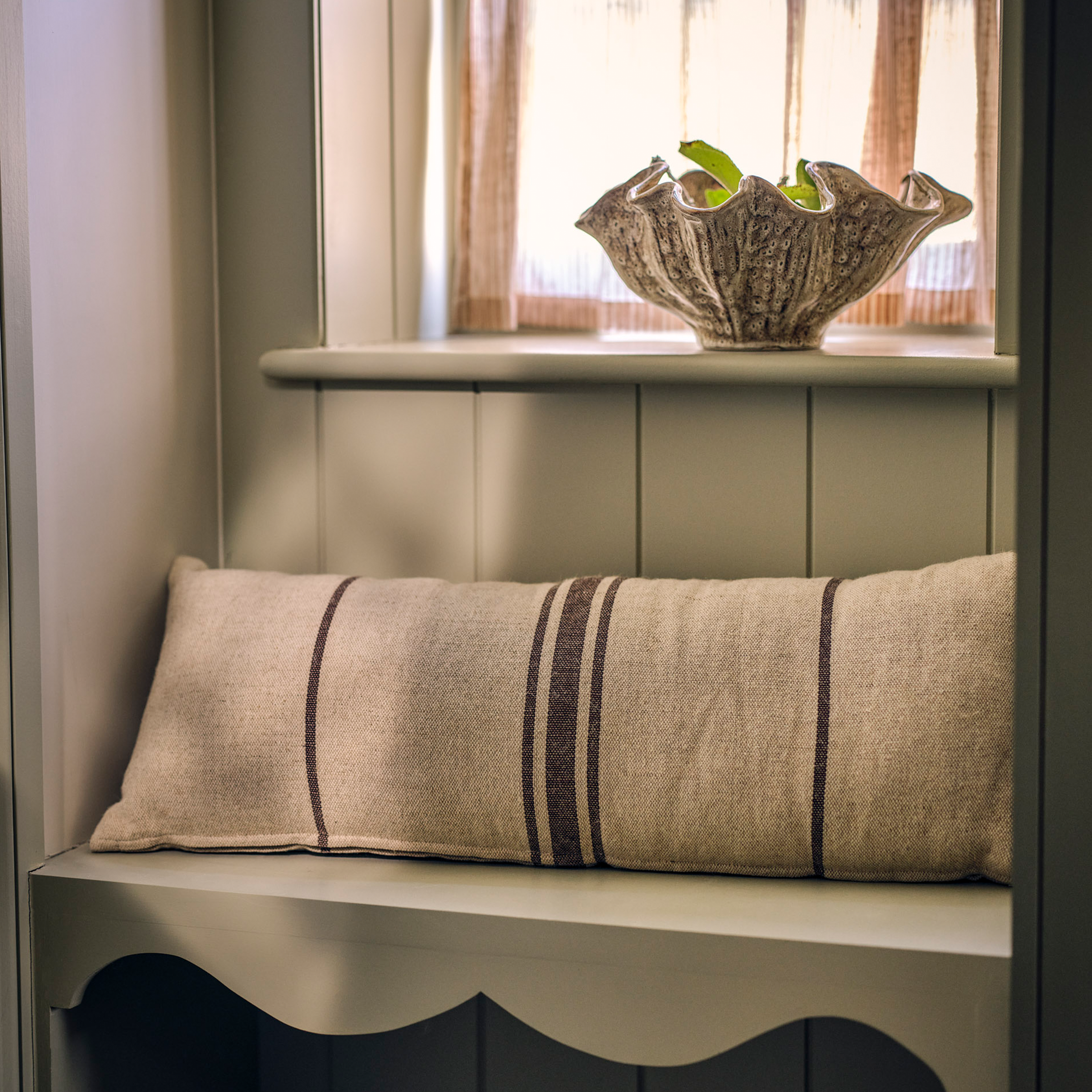 Windrush Stripe Cushion | Antique Brown | 30 x 80cm