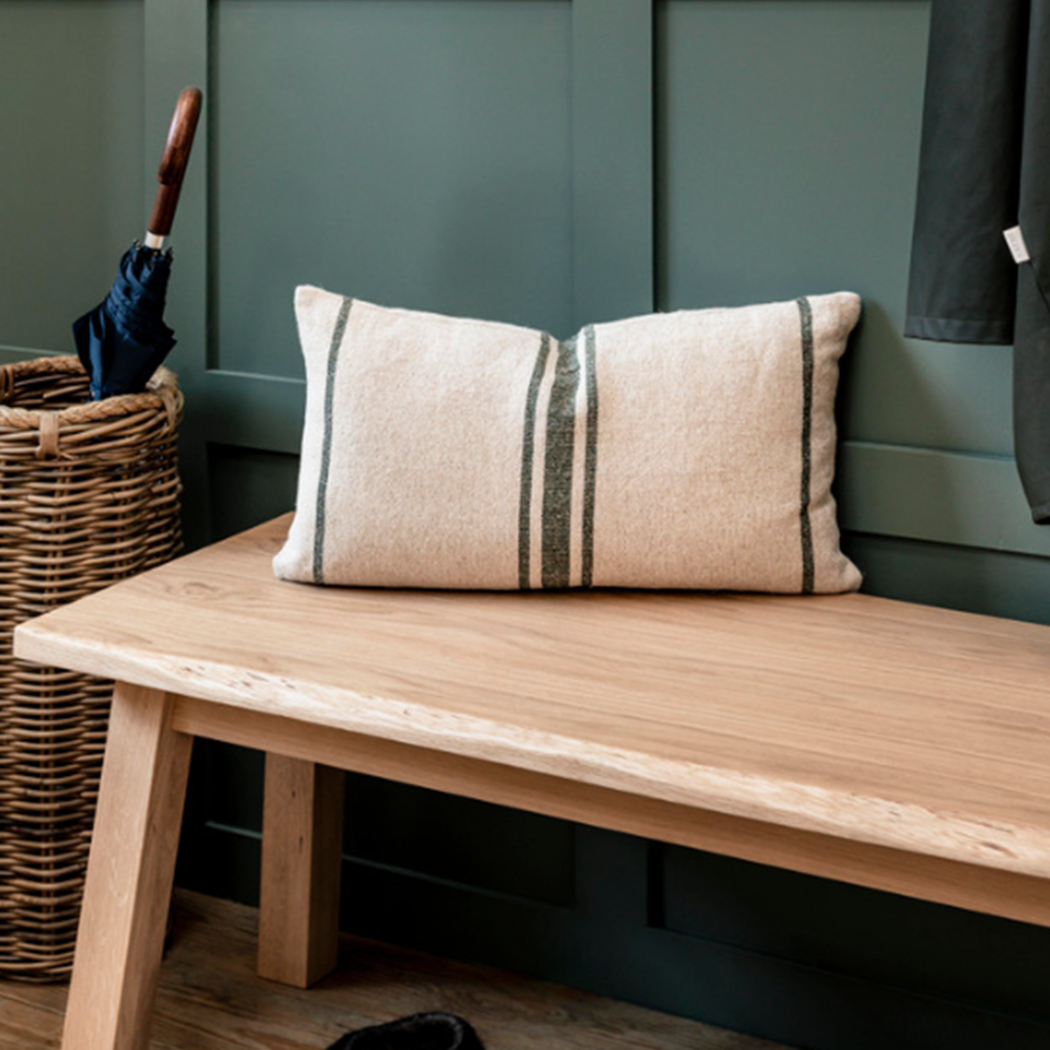 Windrush Stripe Cushion | Forest Green | 30 x 50