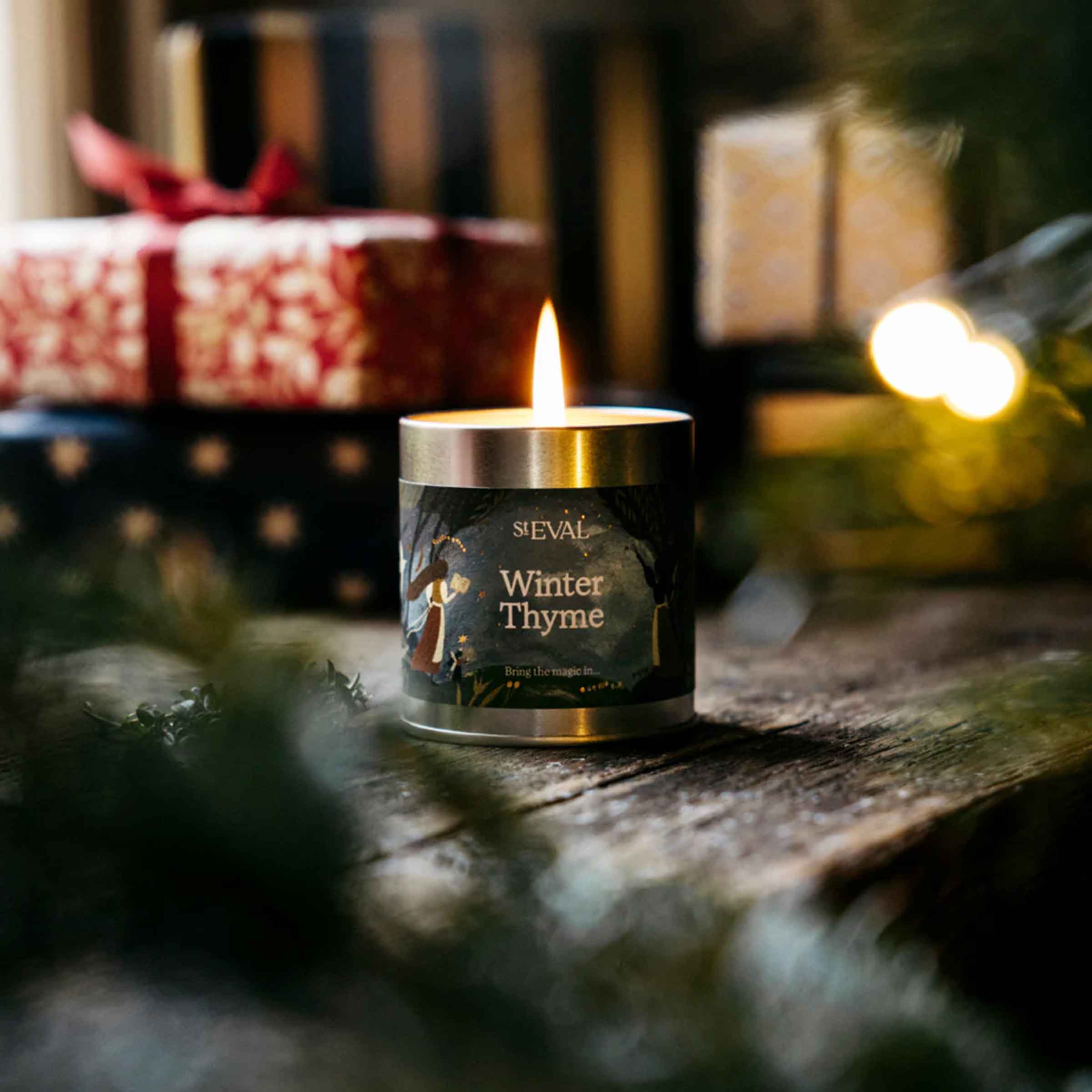 Winter Thyme Scented Christmas Tin Candle